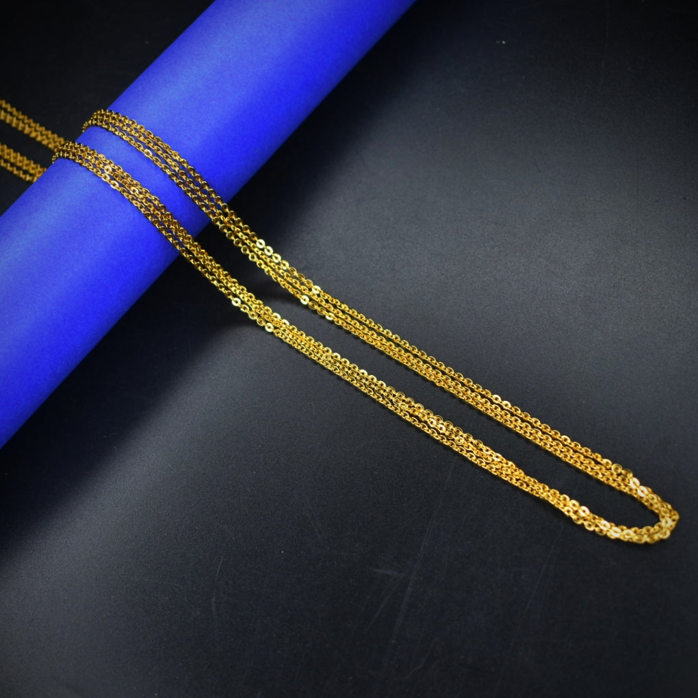 24 Inch Three Layered Chandrahar Chain - 24K Gold Plated Women's Necklace