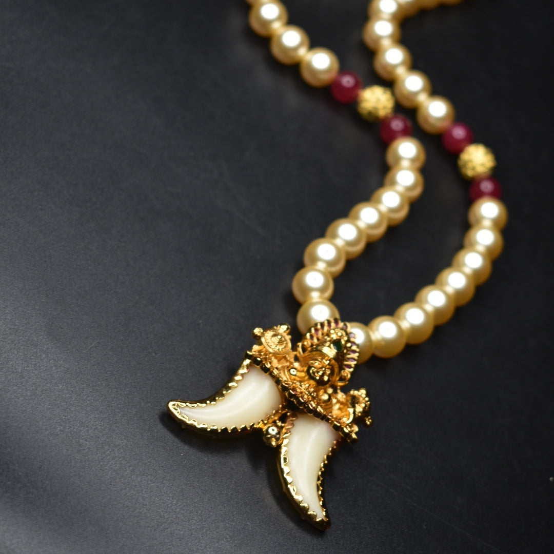 Balaji Puligoru Pendant Adorned with Pearls For Gents