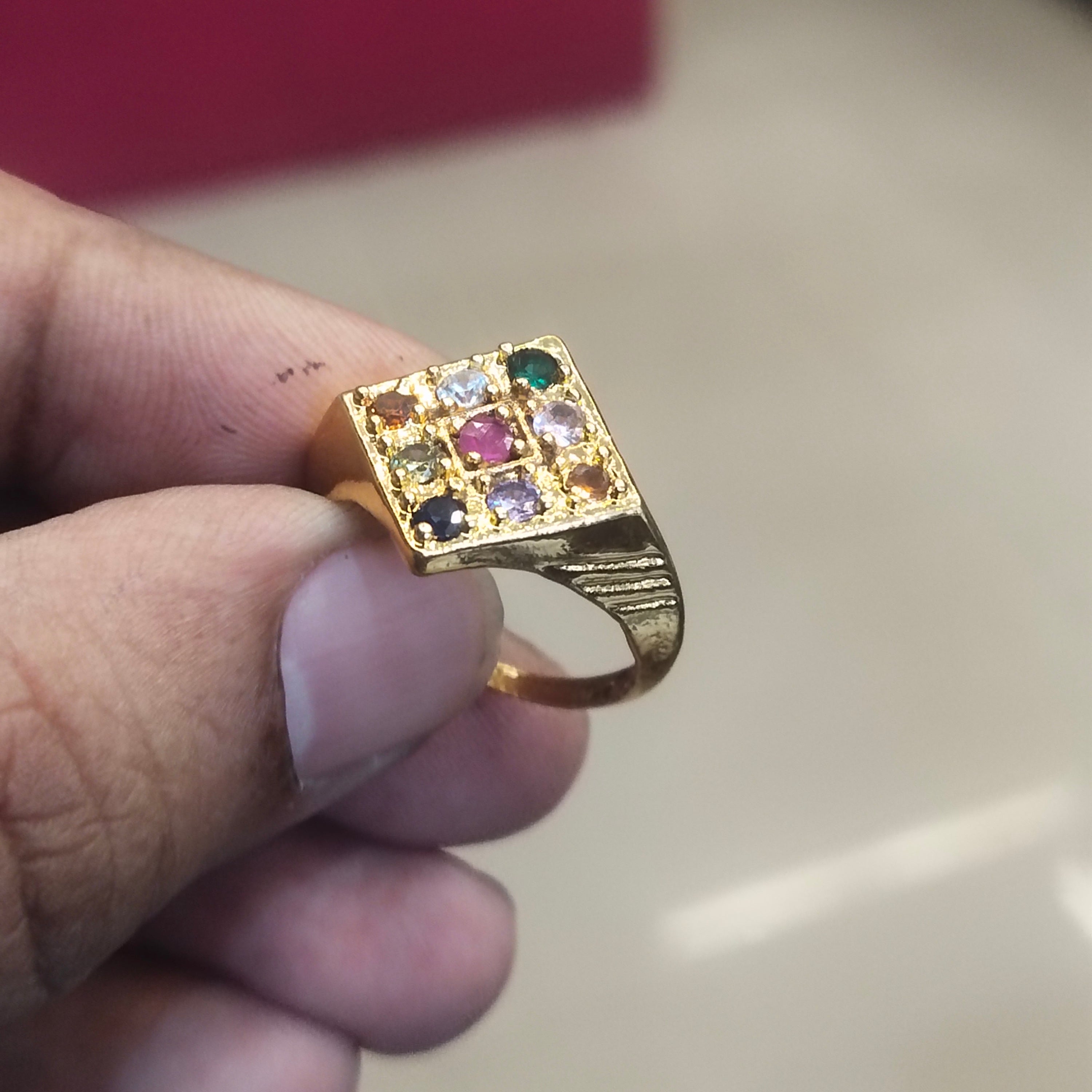 24K Gold Plated Navratna Ring for Men