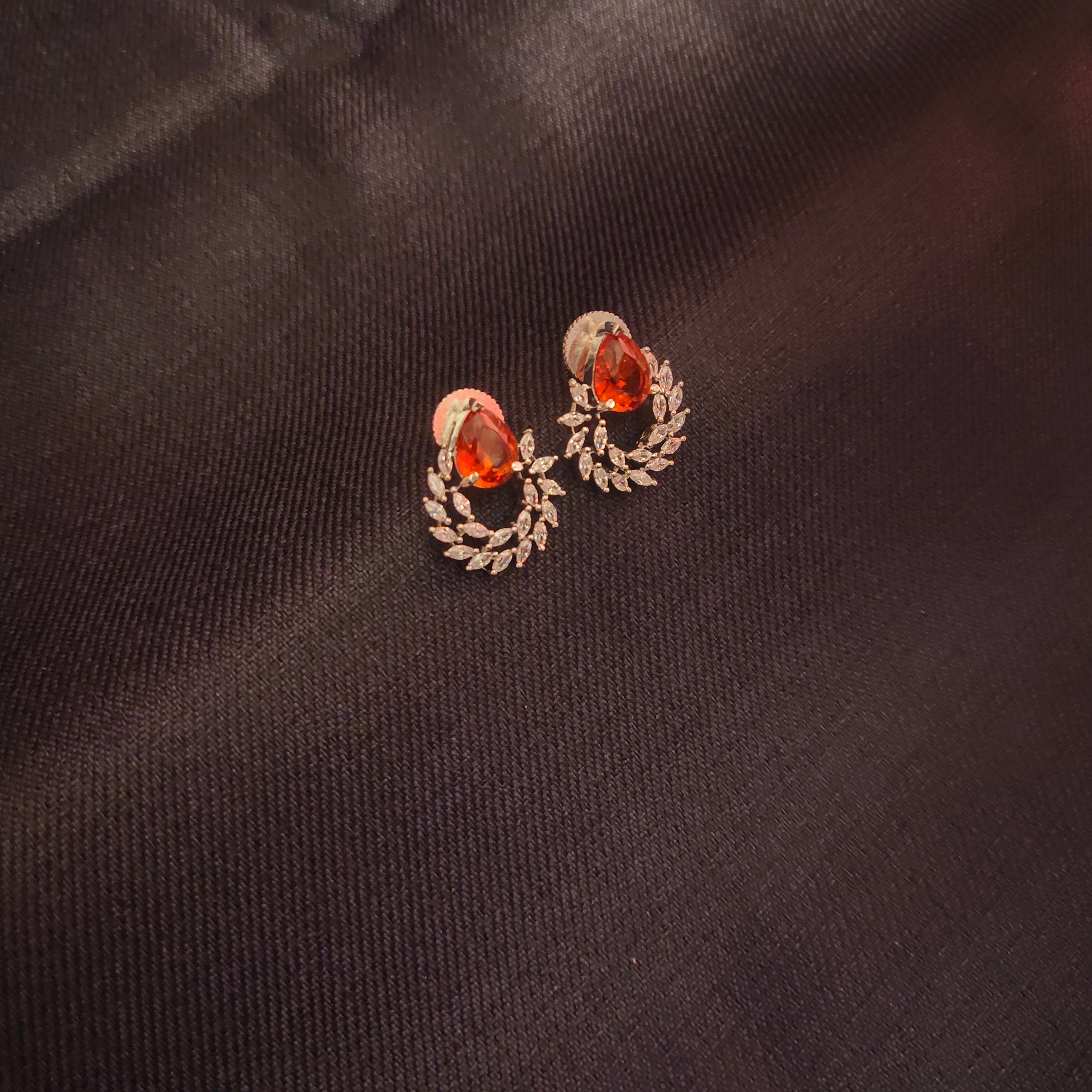 Silver Tone American Diamond Stud Earrings - Contemporary Elegant Jewelry