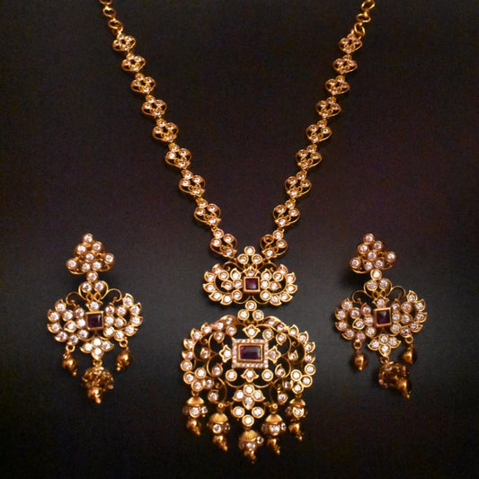 "Dazzle in Style: Elegant Antique CZ Necklace Set by Asp Fashion Jewellery"