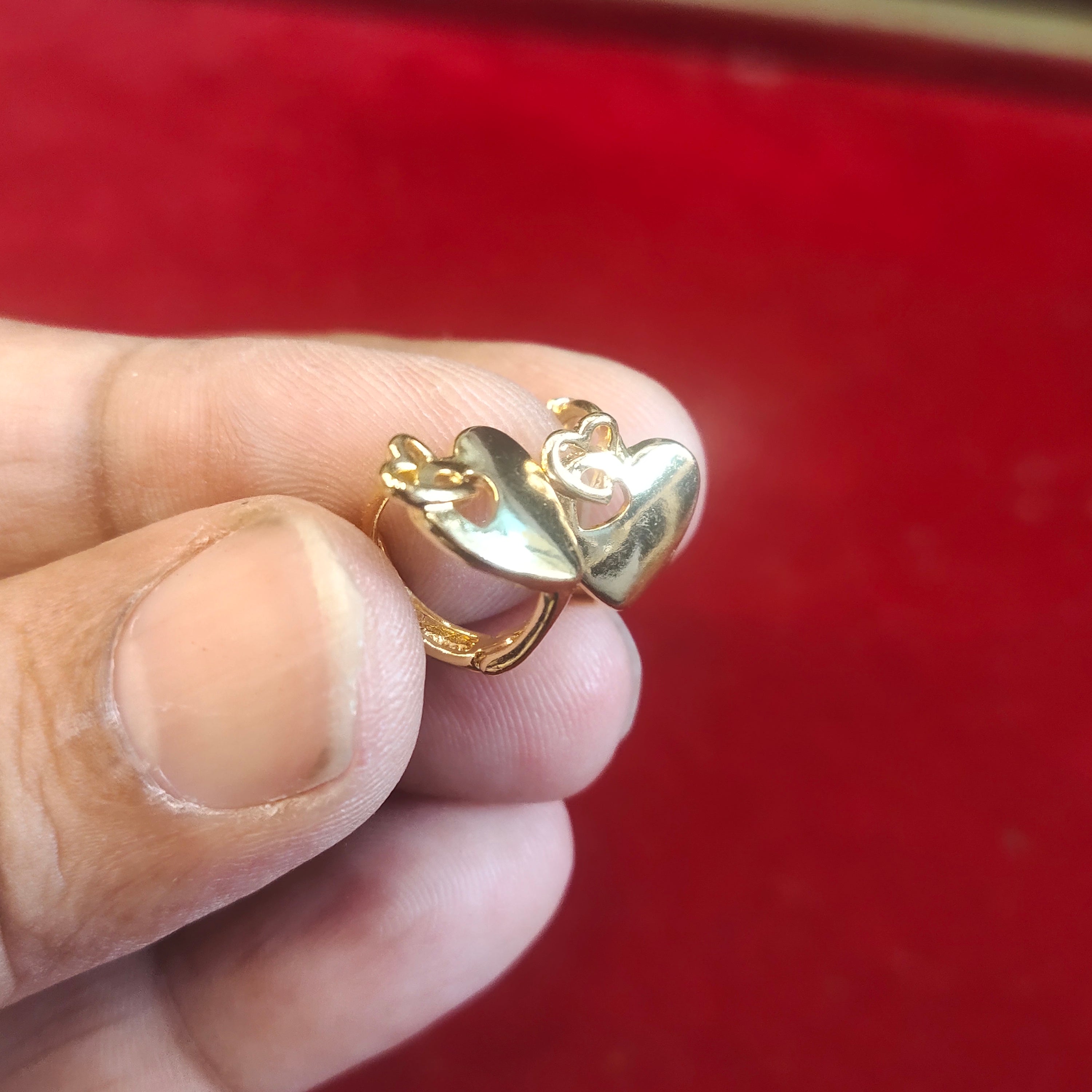 Gold Heart Hoop Earrings | Polished Heart with Gold Accent