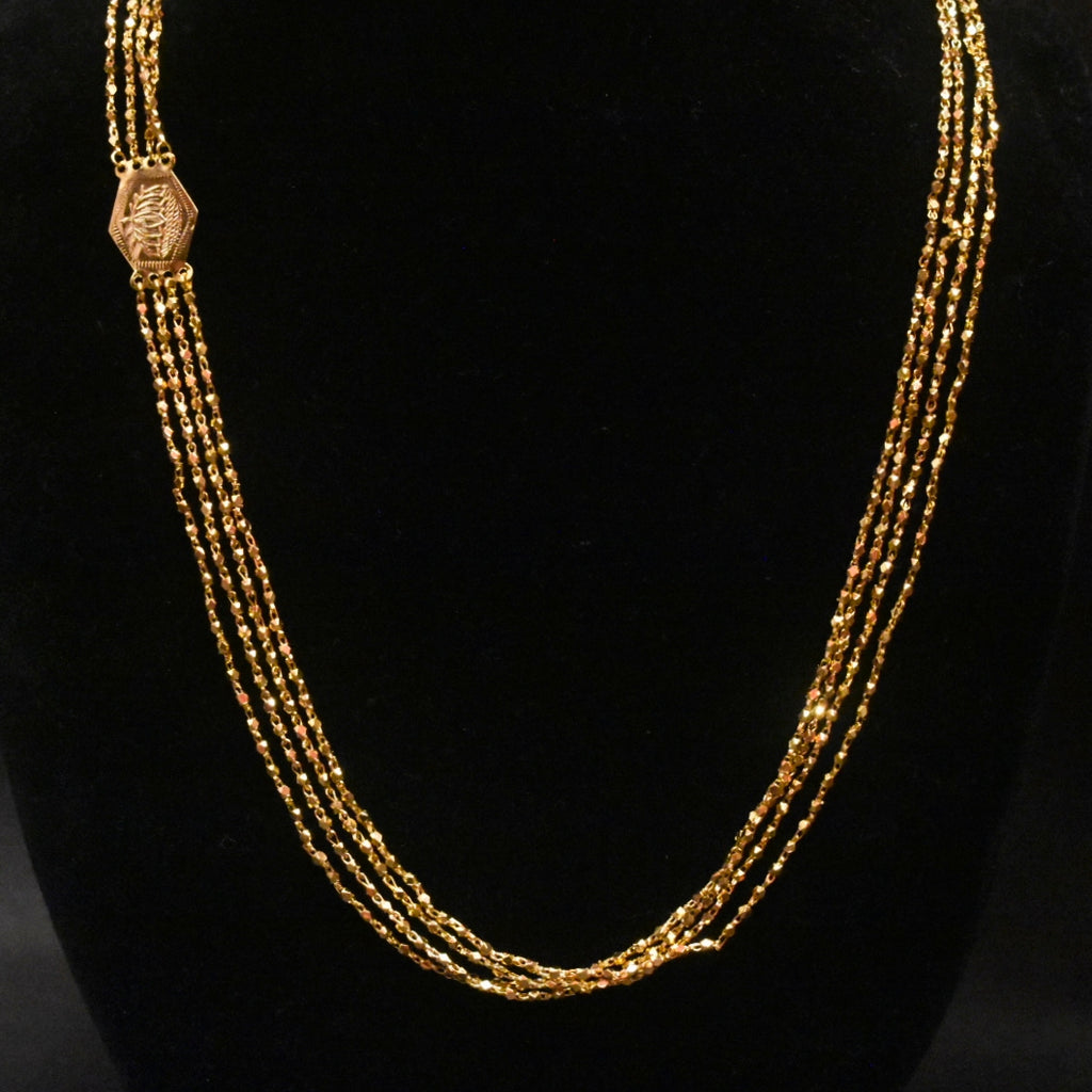 24K Gold Plated 4 Lines Handmade Palakasarulu Chain - 24 Inches