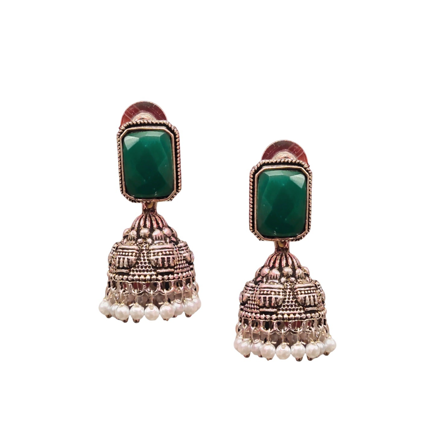 Handcrafted Oxidized Silver Jhumka - Traditional Alloy Earrings