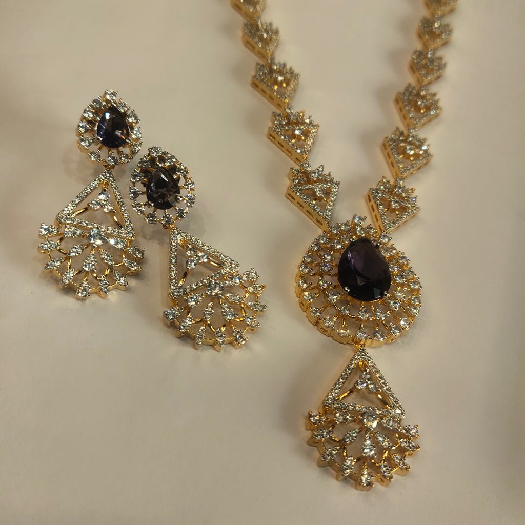 Asp Rhodium Gold Cubic Zirconia Short Necklace