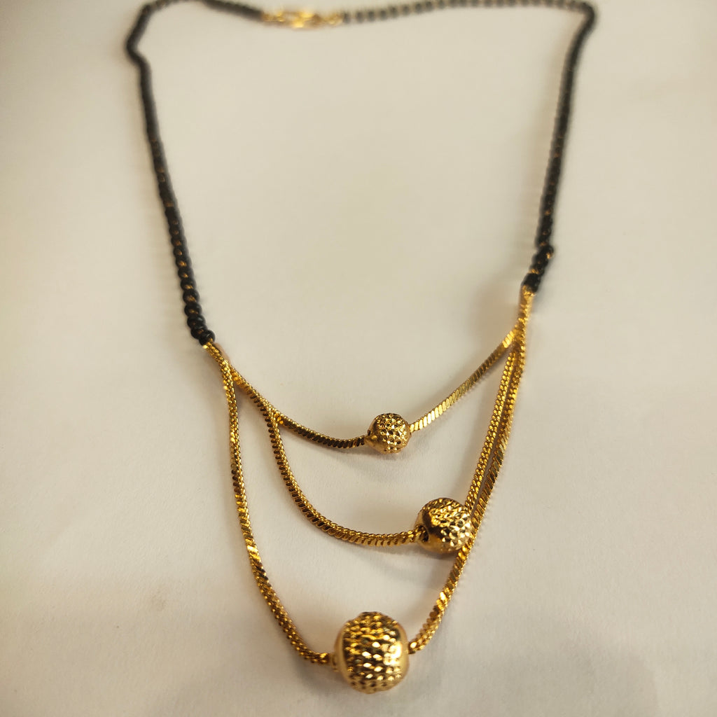Contemporary 18-Inch Black Beads Mangalsutra | 24K Gold | Daily Wear Chain