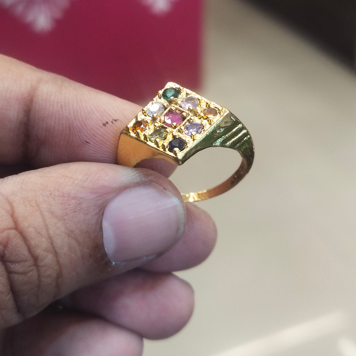 24K Gold Plated Navratna Ring for Men