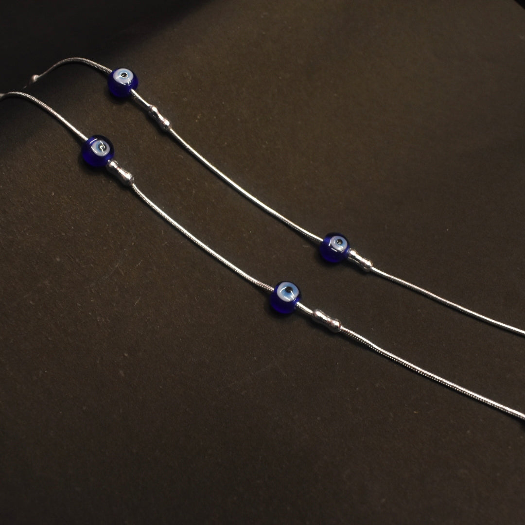 Stylish Asp Sterling Silver Evil Eye Beaded Anklets