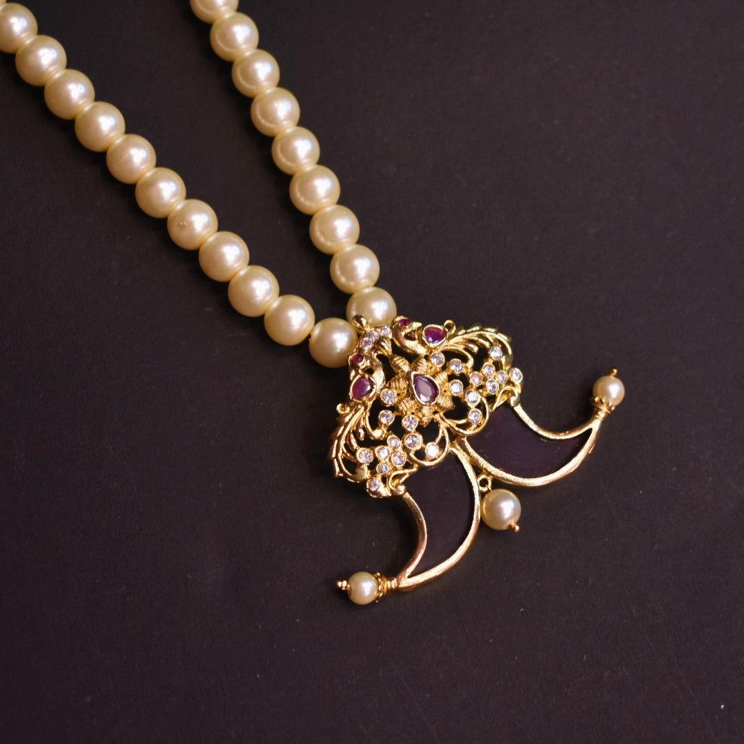 Premium Gold Plated Puligoru Pendant Mala for Groom - Traditional Wedding Jewelry