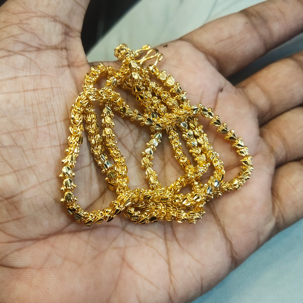 24K Gold Plated Chandramukhi Chain - 24 Inches