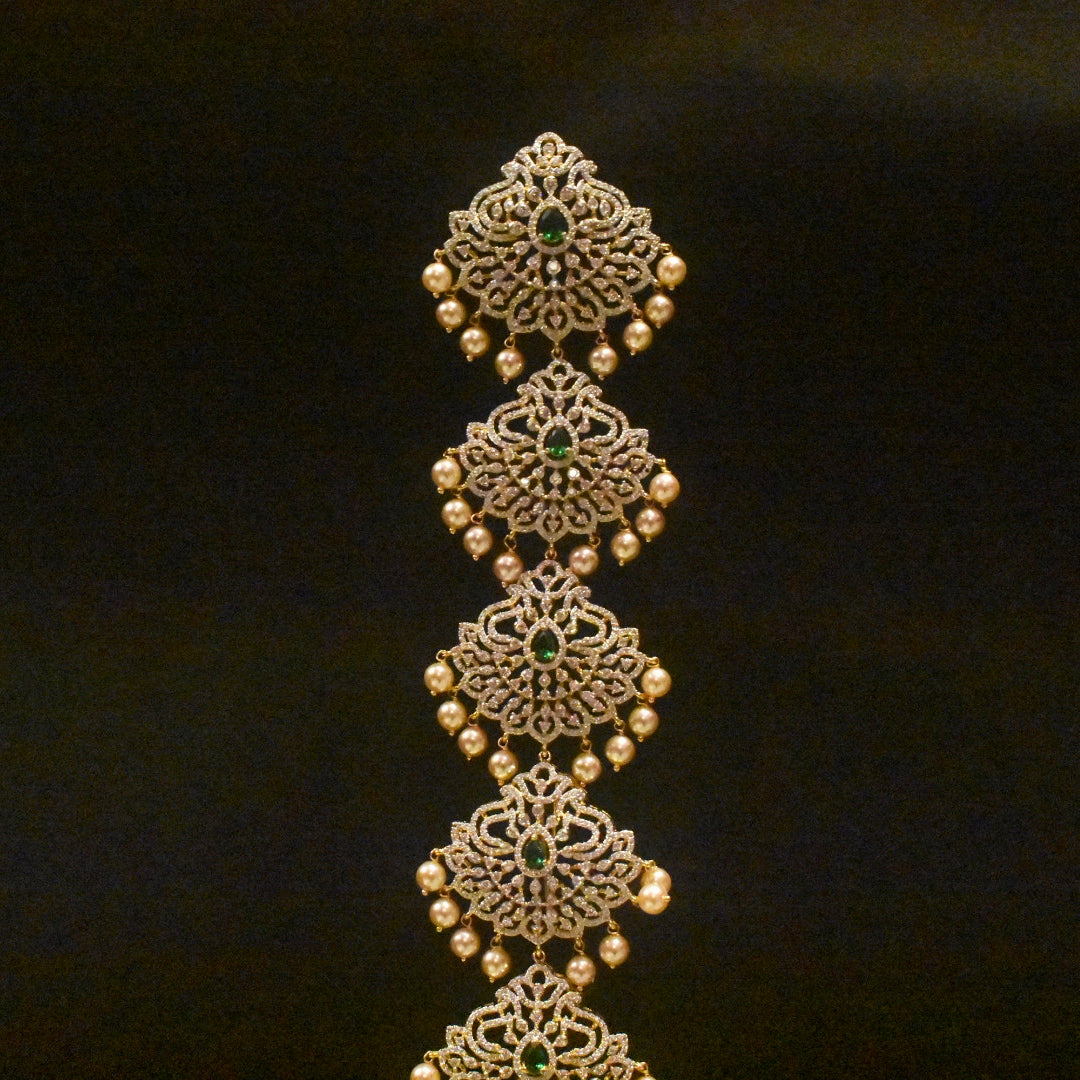 Rhodium Gold Plated Zircon Jada 13 Inch - Traditional Wedding Hair Jewelry