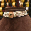 Asp Green Kundan Beaded Gold Plated Choker Necklace Set