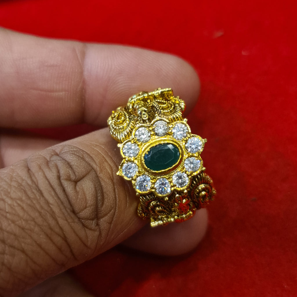 Gleaming Divinity: The Exquisite 92.5 Silver Gold-Plated Krishna Ring for Men
