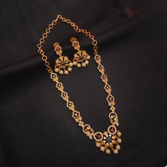 "Radiate Elegance with the Trendsetter Zircon Necklace and Earrings Set: A Must-Have from Asp Fashion Jewellery!"