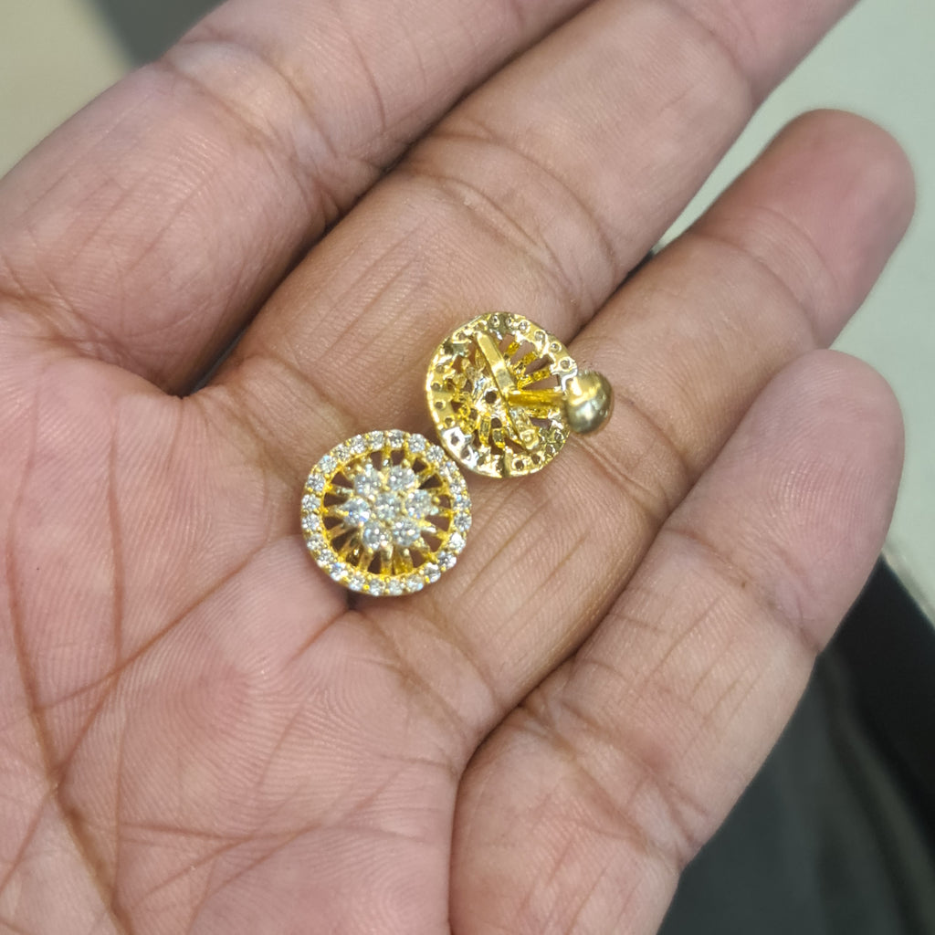 Premium Sterling Silver American Diamond Earrings - Gold Plated Screw Back