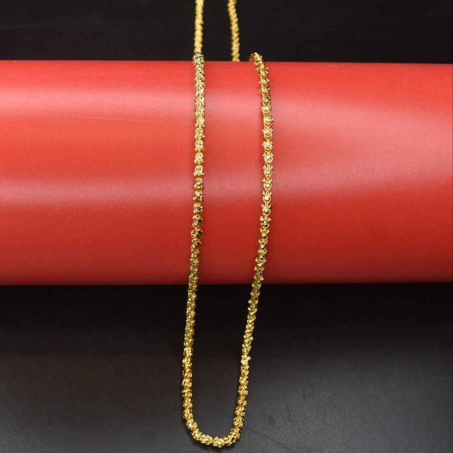 24K Gold-Plated Chandramukhi Chain - 30 Inch Traditional Design
