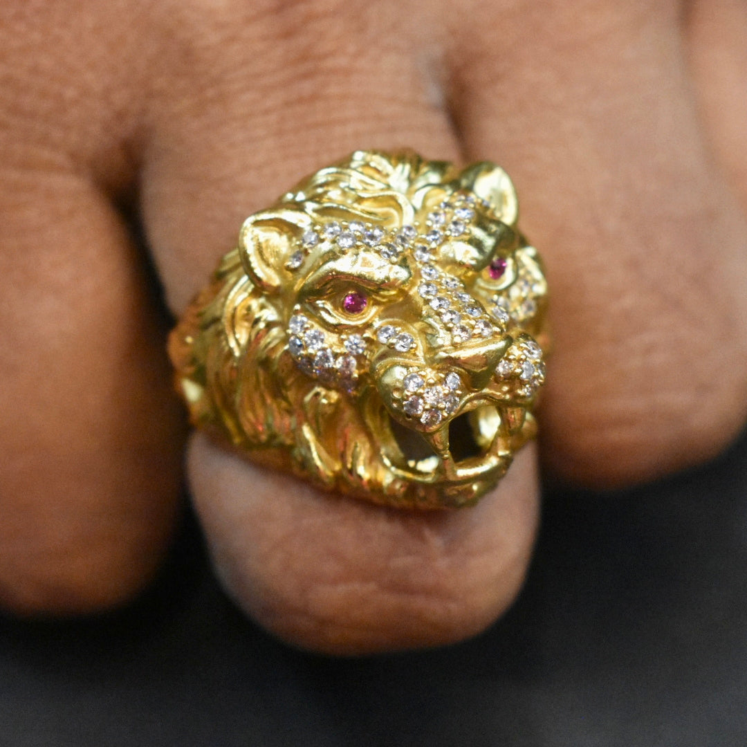 Roaring Lion Head Panchaloha Men's Ring - Handmade Premium Finishing