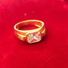 Gold White Crystal Ring | Solitaire Square Stone Band