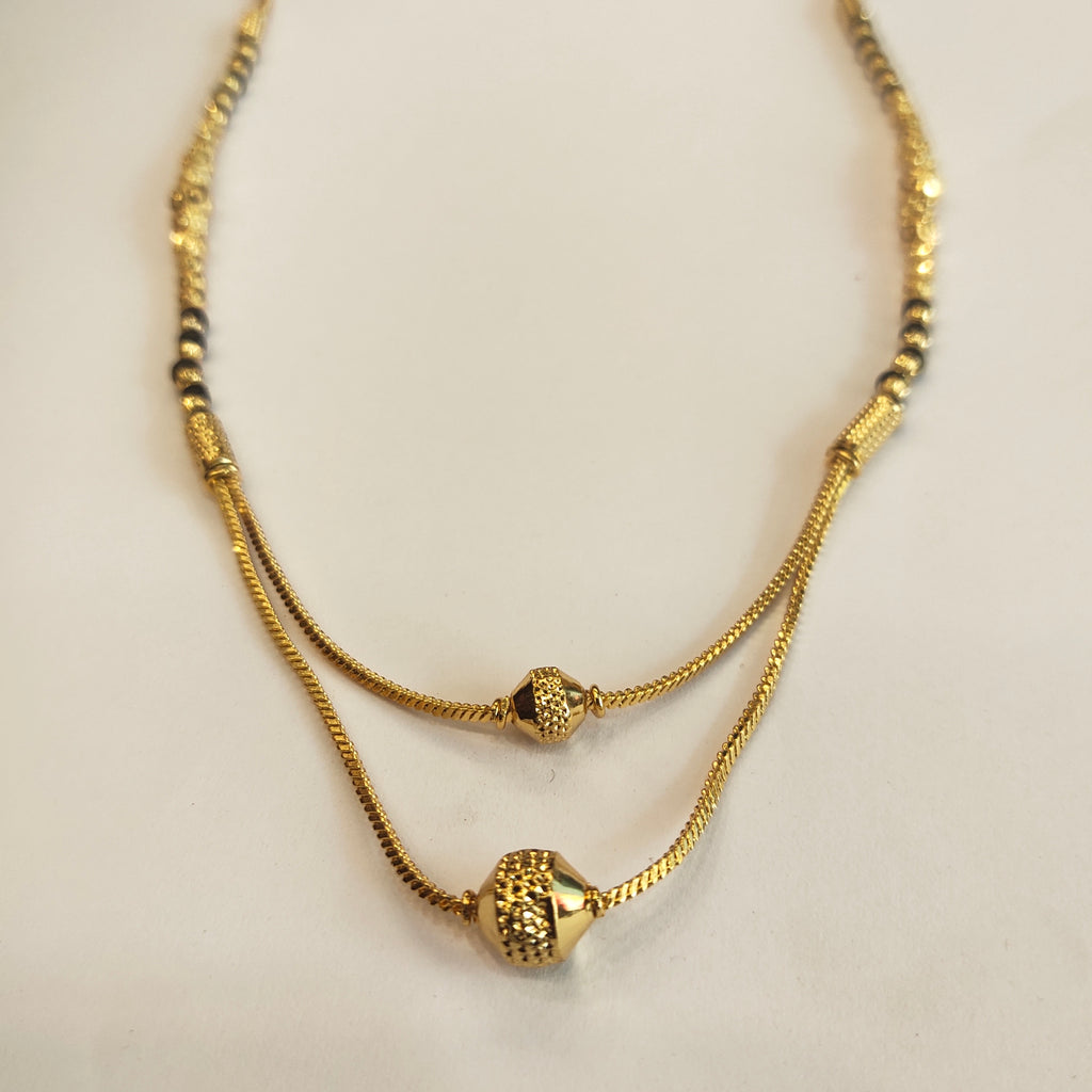 Stylish 18-Inch Black Beads Mangalsutra | 24K Gold Plated | Modern Office Wear