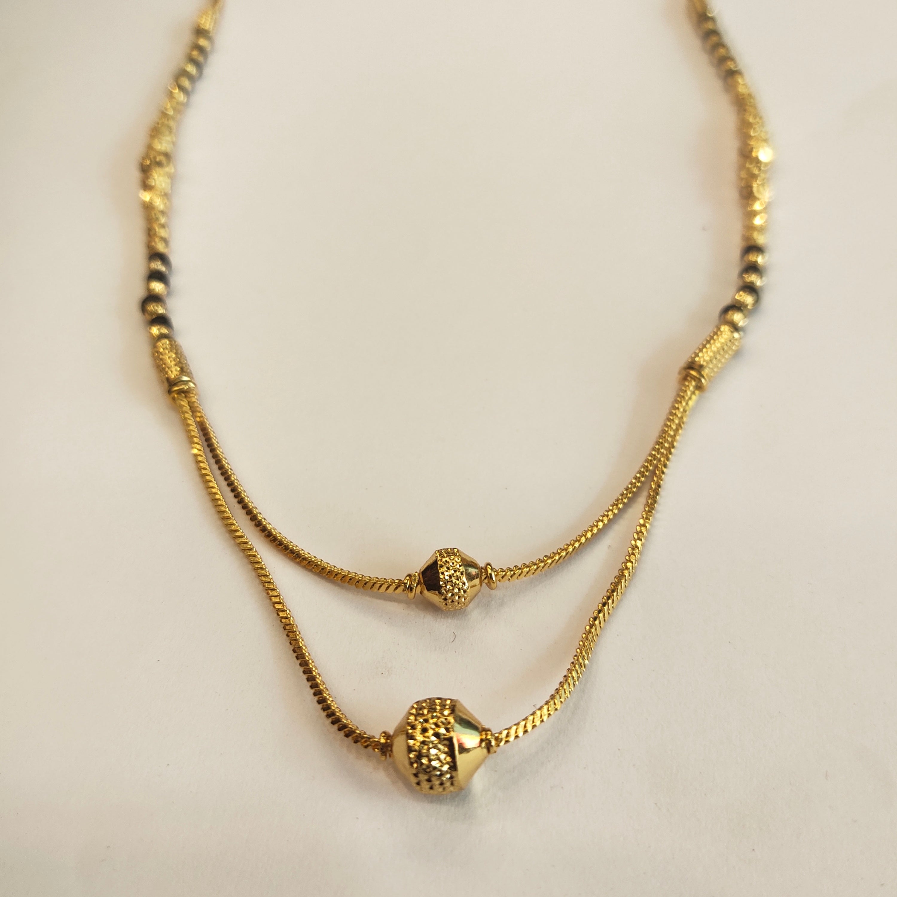 Stylish 18-Inch Black Beads Mangalsutra | 24K Gold Plated | Modern Office Wear