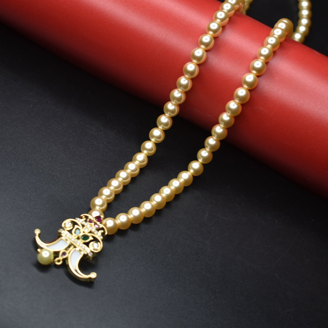 Sparkle & Shine CZ Puligoru Locket Necklace with Pearls for Kids - 28 Inches