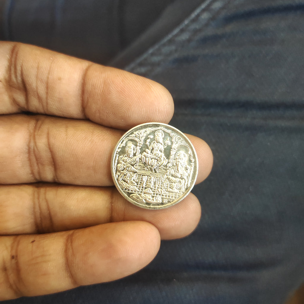 Silver Laxmi Ganesh Saraswati Pendant - 5 Grams