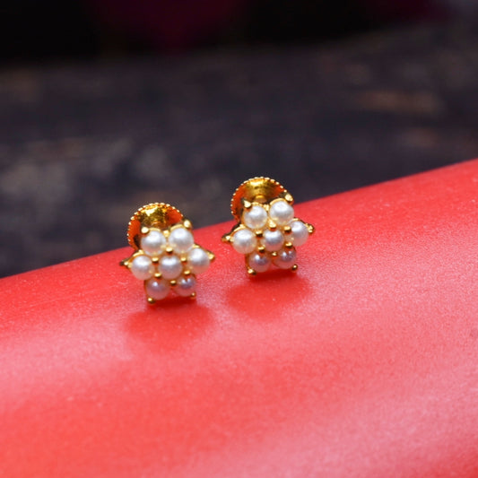 "Shine Like a Star: Stunning 24k Gold-Plated Pearl Stud Earrings from Asp Fashion Jewellery"
