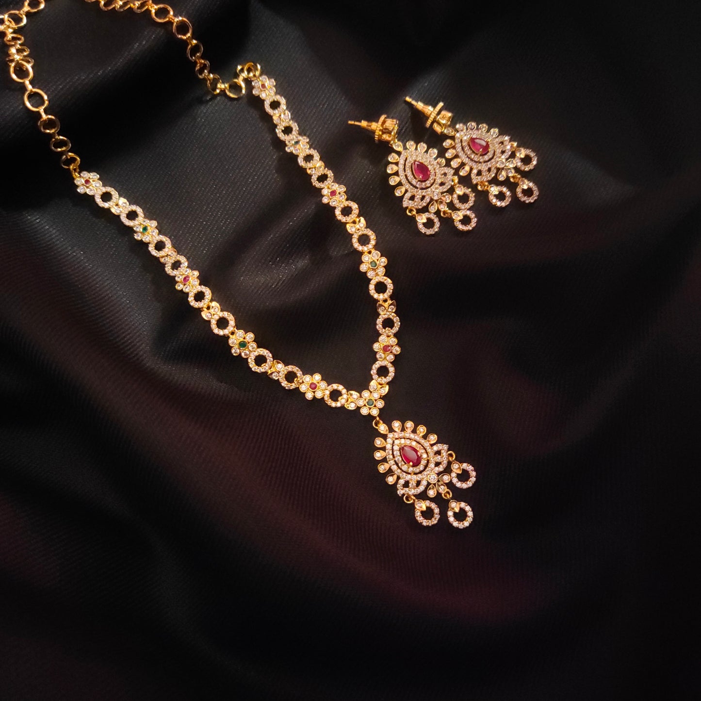 "Sparkle in Elegance: Discover the Exquisite Designer Zircon Necklace Set by ASP Fashion Jewellery 18747599"