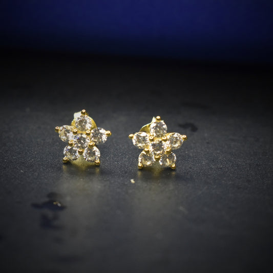 "Glamorous Elegance: 92.5 Silver Gold-Plated American Diamond Studs to Sparkle Your Style"