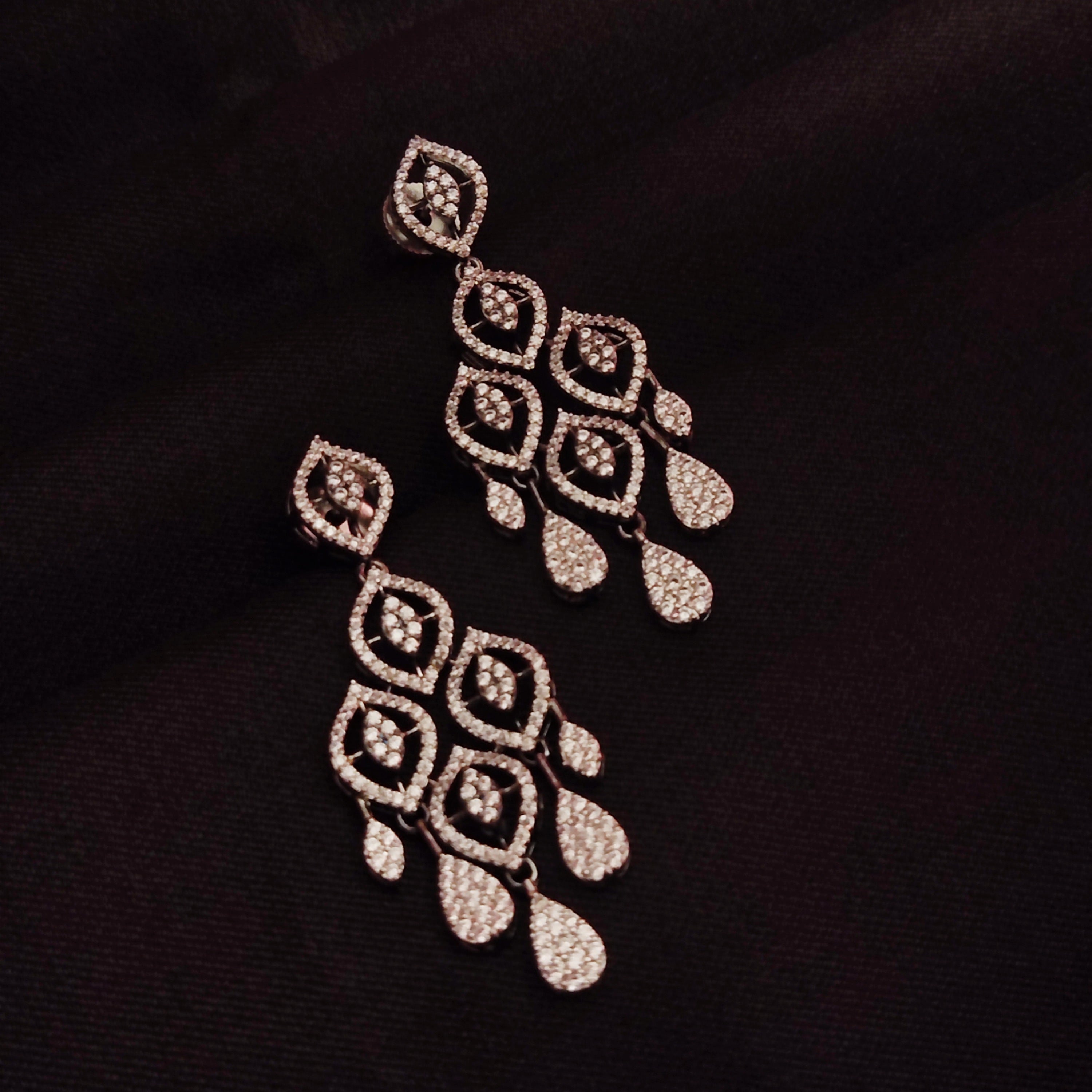White Diamond Chandelier Earrings | Shami Jewelry