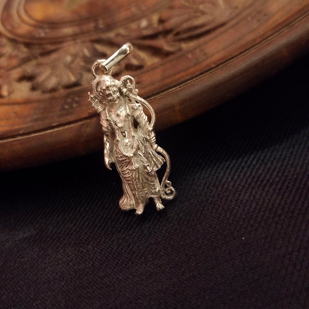 Pure Silver Ram Locket - Handcrafted Religious Pendant for Men