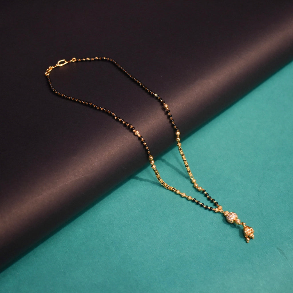 Refined 18-Inch Black Beads Mangalsutra | 24K Gold Plated | Executive Wear