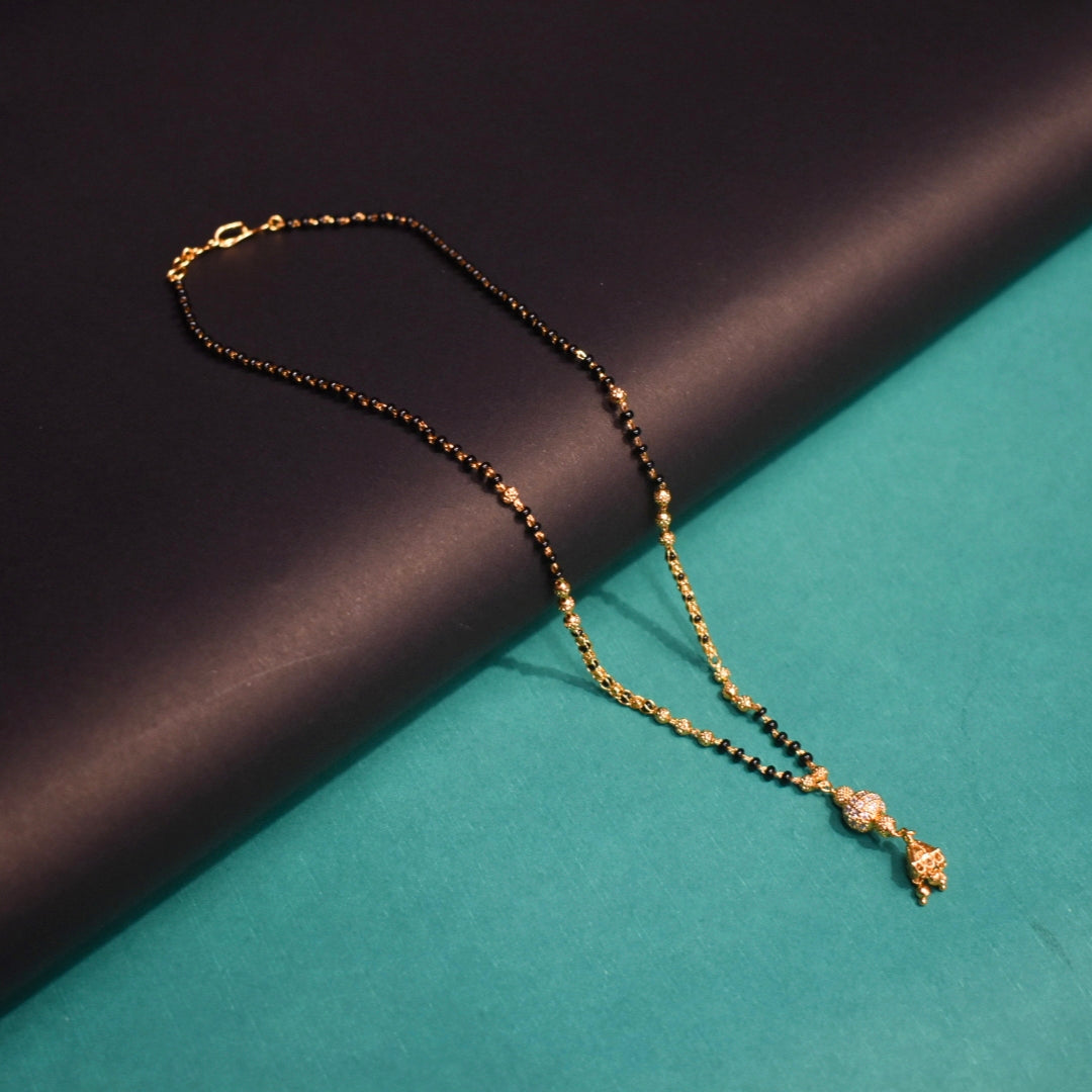 Refined 18-Inch Black Beads Mangalsutra | 24K Gold Plated | Executive Wear