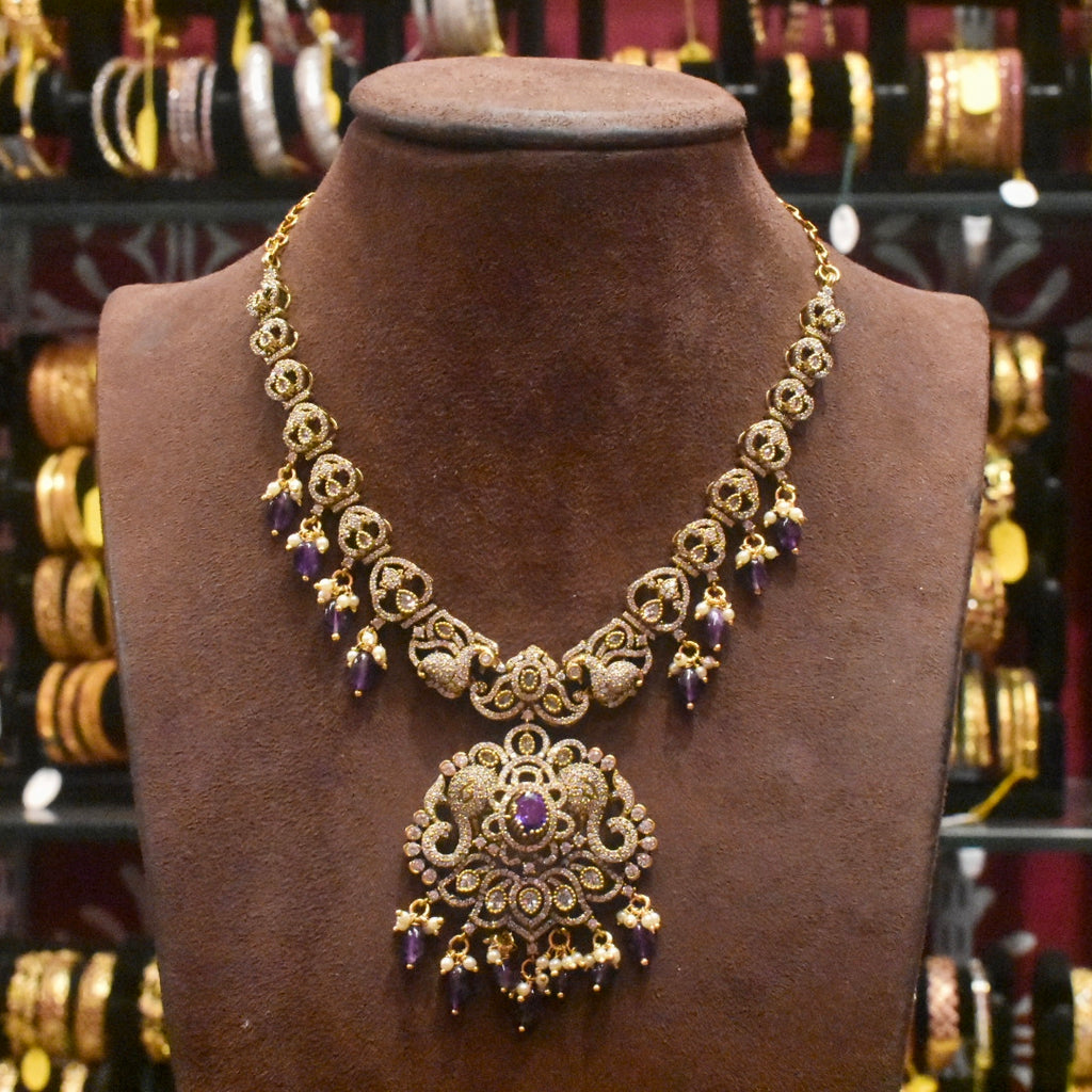 Exquisite Asp Purple Victorian Zircon Necklace Set for a Timeless Look