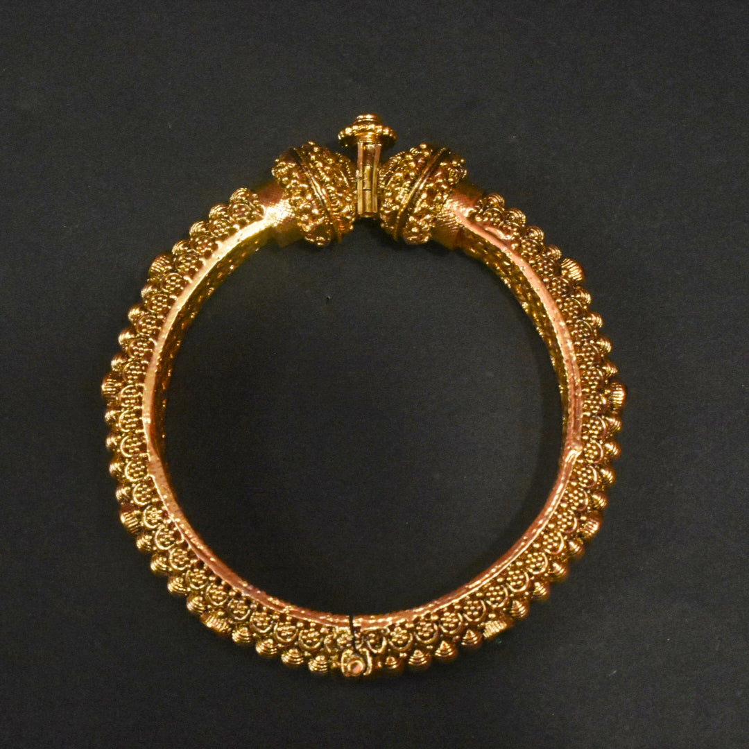 Antique Finish 24K Gold Plated Openable Kada for Men (Size 2-8)