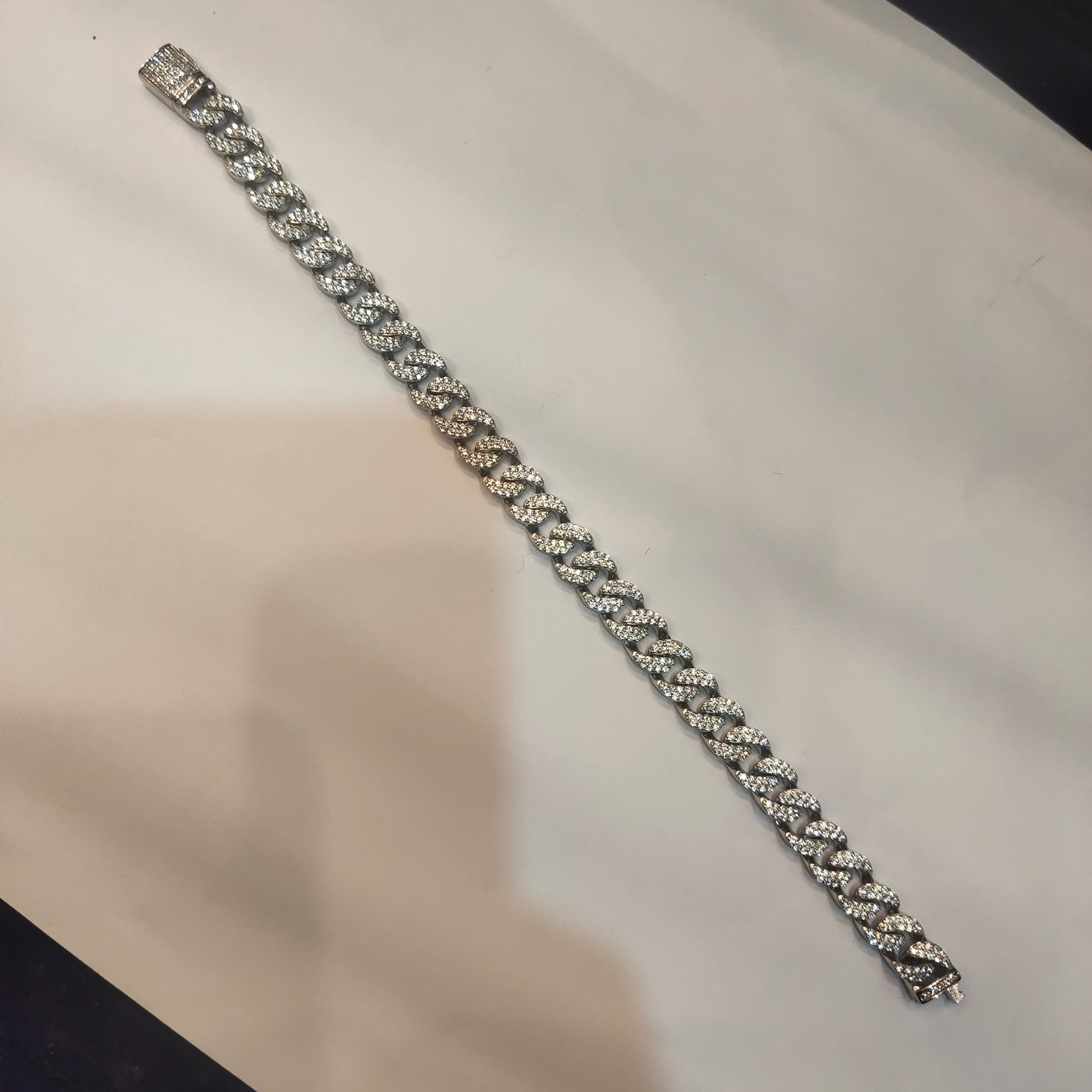 Asp Sterling Silver Zircon Cuban Link Bracelet for Men