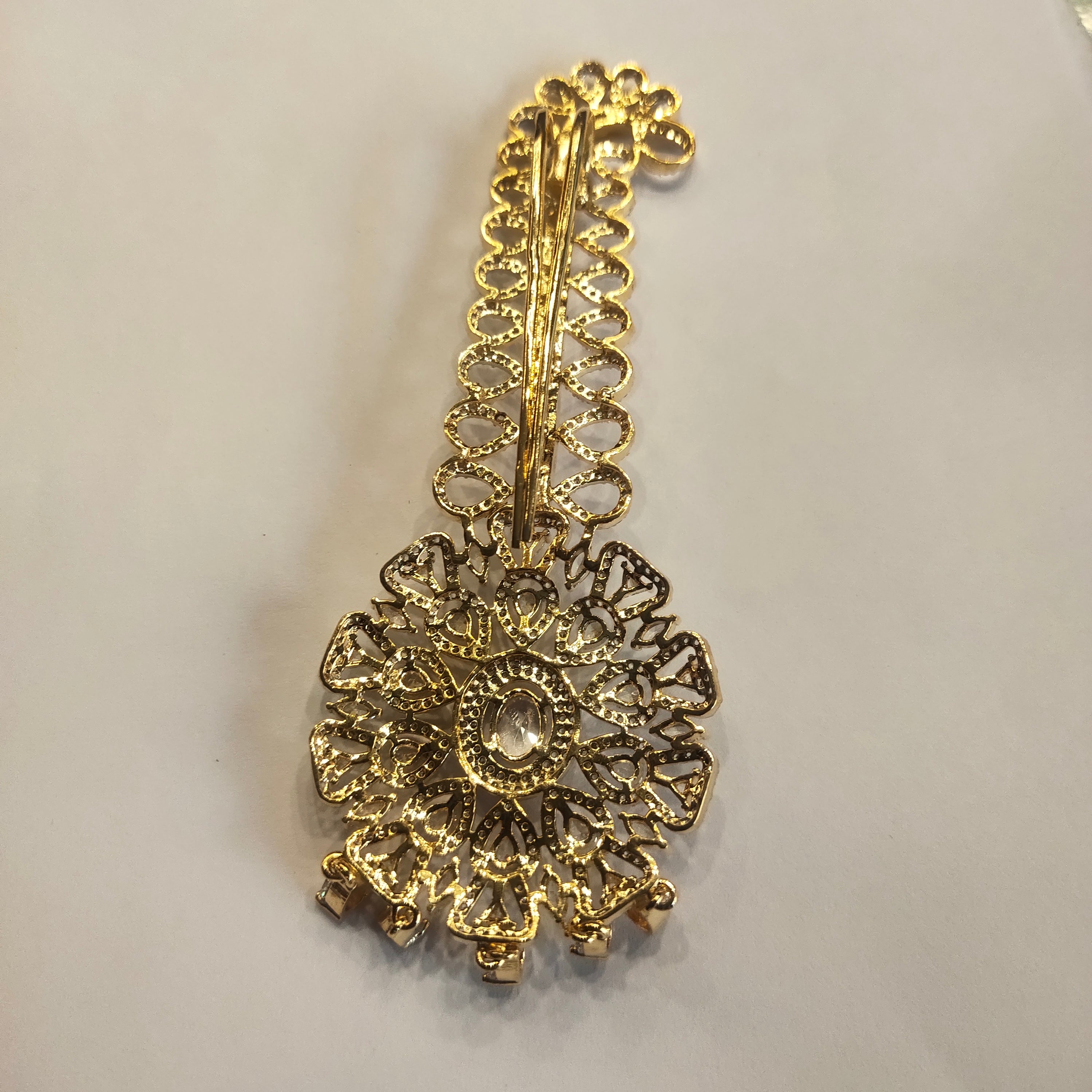 Asp Rhodium-Gold White Zircon Kalangi for Groom - Luxury Wedding Turban Ornament