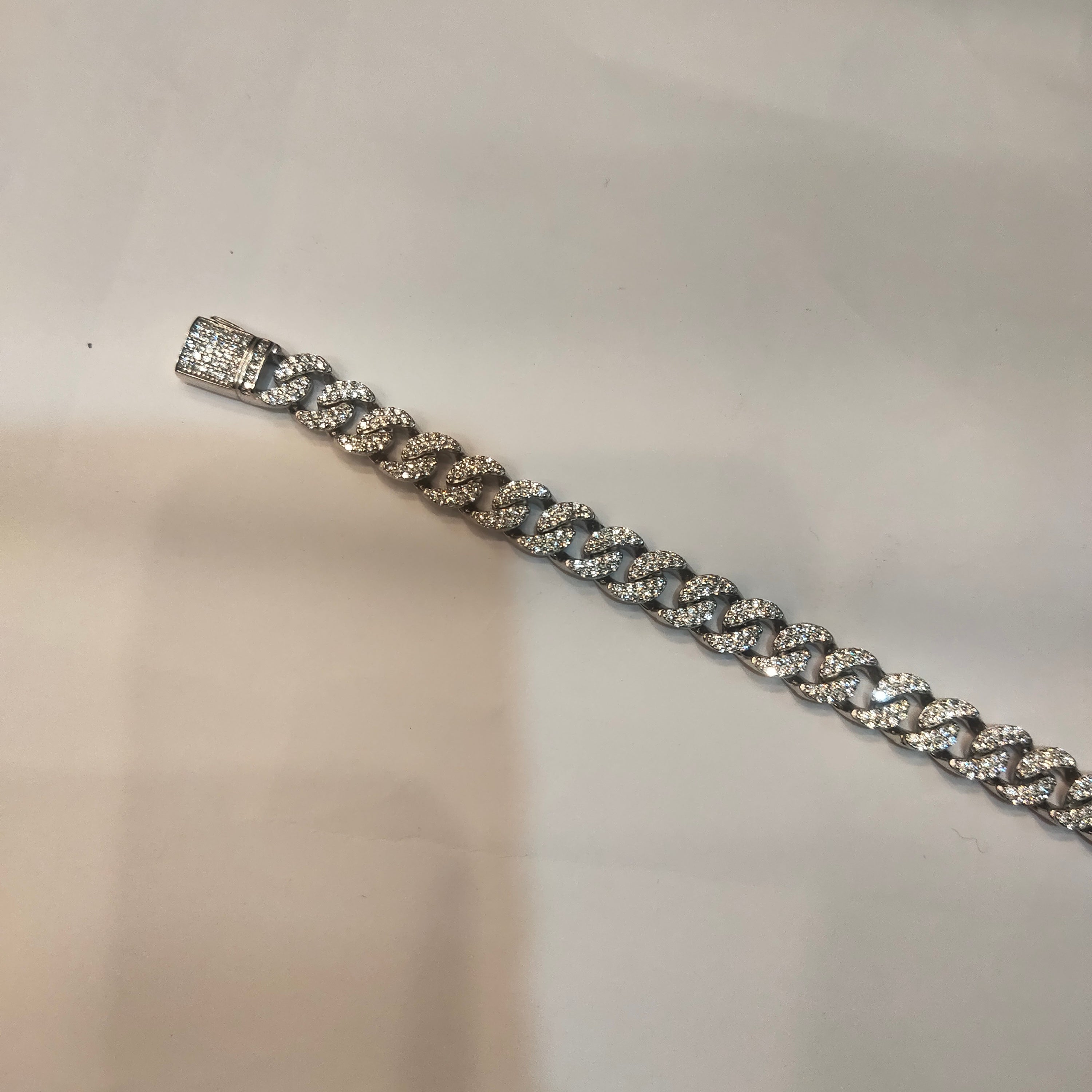 Asp Sterling Silver Zircon Cuban Link Bracelet for Men