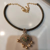 Zircon Black Thread Kanti Necklace Set | Rhodium Gold Plated Choker