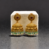 Antique Zircon Jhumka Earrings with Green Beads | Traditional Temple Jewellery