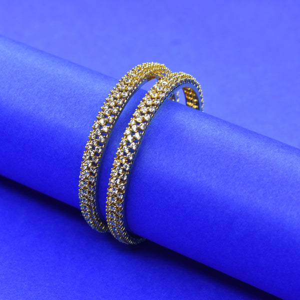 "Sparkle & Shine: Luxurious Gold-Plated American Diamond Baby Bangles"