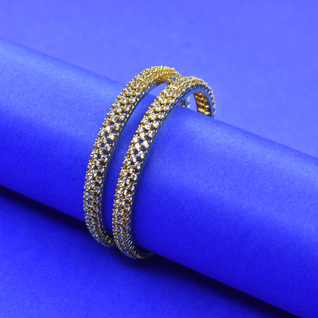 "Sparkle & Shine: Luxurious Gold-Plated American Diamond Baby Bangles"