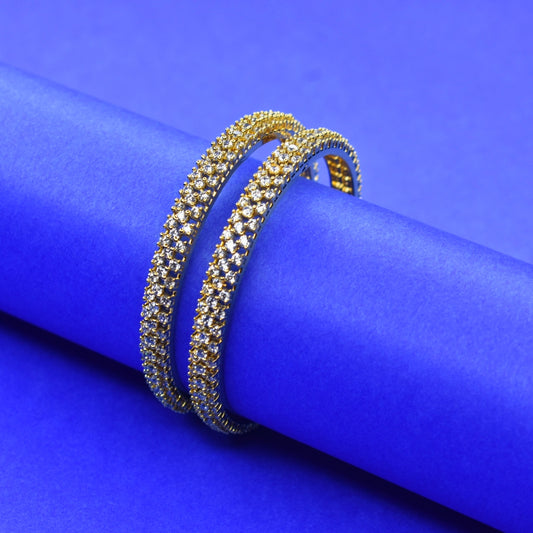 "Sparkle & Shine: Luxurious Gold-Plated American Diamond Baby Bangles"
