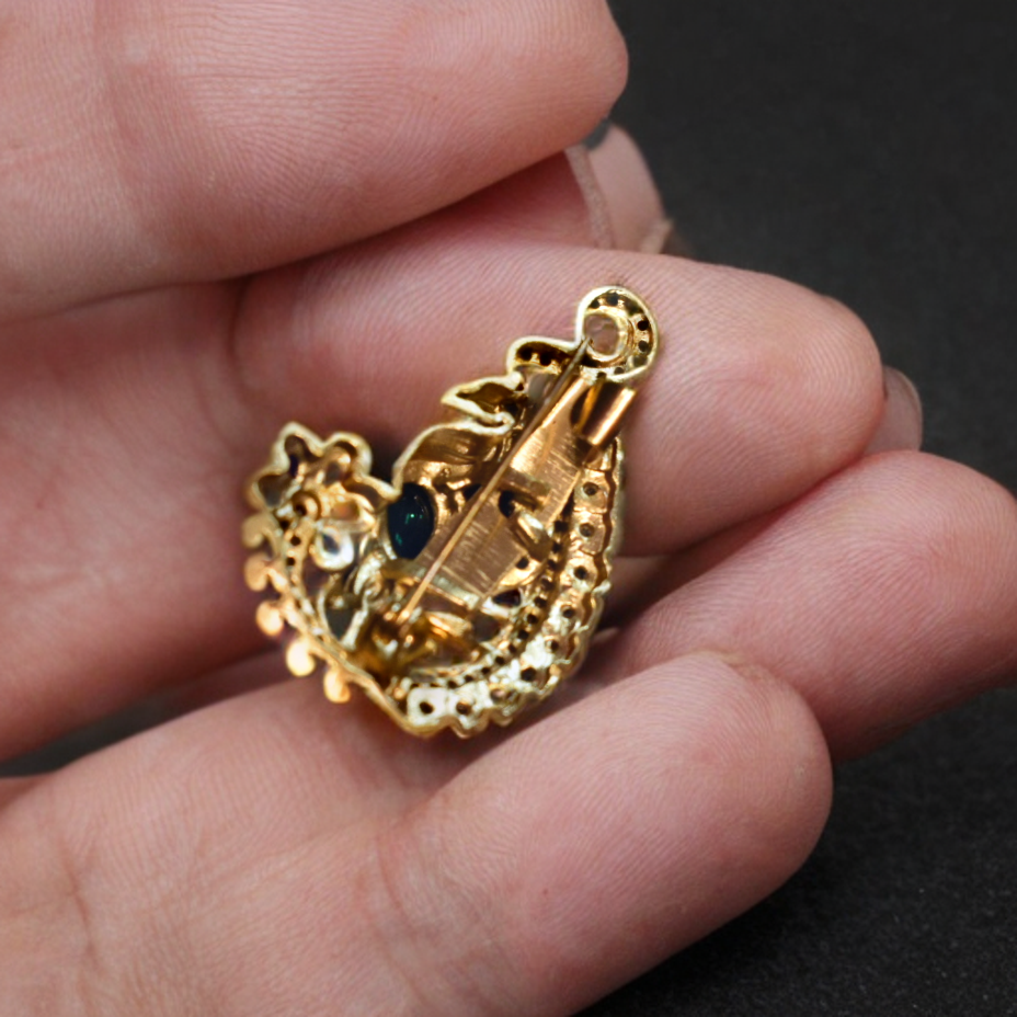 Premium Antique CZ Saree Pin - Vintage Indian Accessory | Asp Fashion