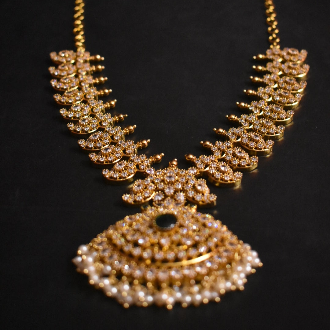 "A Touch of Timeless Elegance: The Asp Fashion Jewellery Antique CZ Mango Necklace Set"