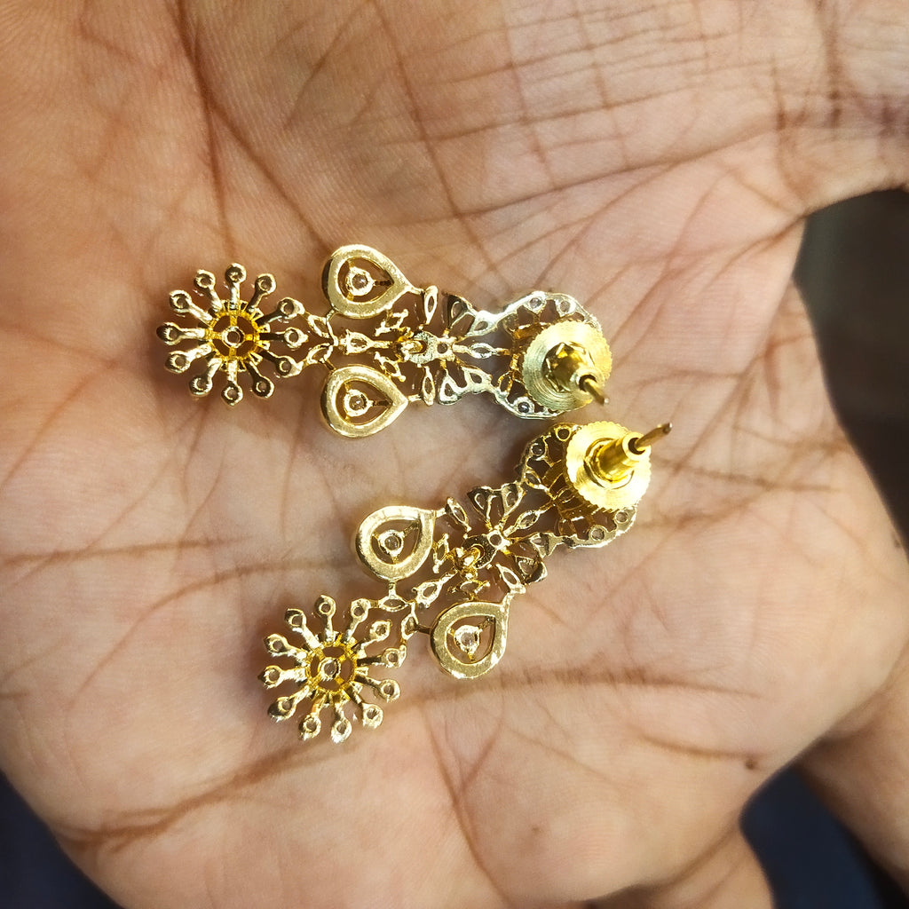 Luxe White Zircon Necklace & Earrings - Rhodium Gold