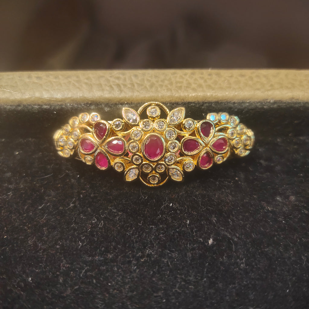 Ruby & Diamond CZ Floral Pendant for Changeable Bangle Bracelet 430016681901