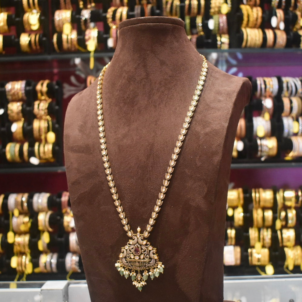 Asp Victorian Polki Long Necklace Set