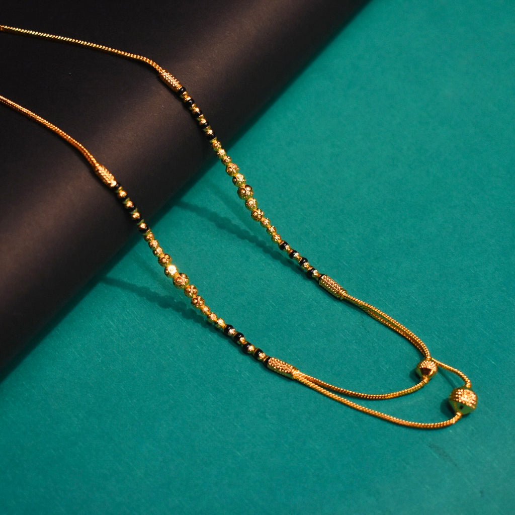 Stylish 18-Inch Black Beads Mangalsutra | 24K Gold Plated | Modern Office Wear
