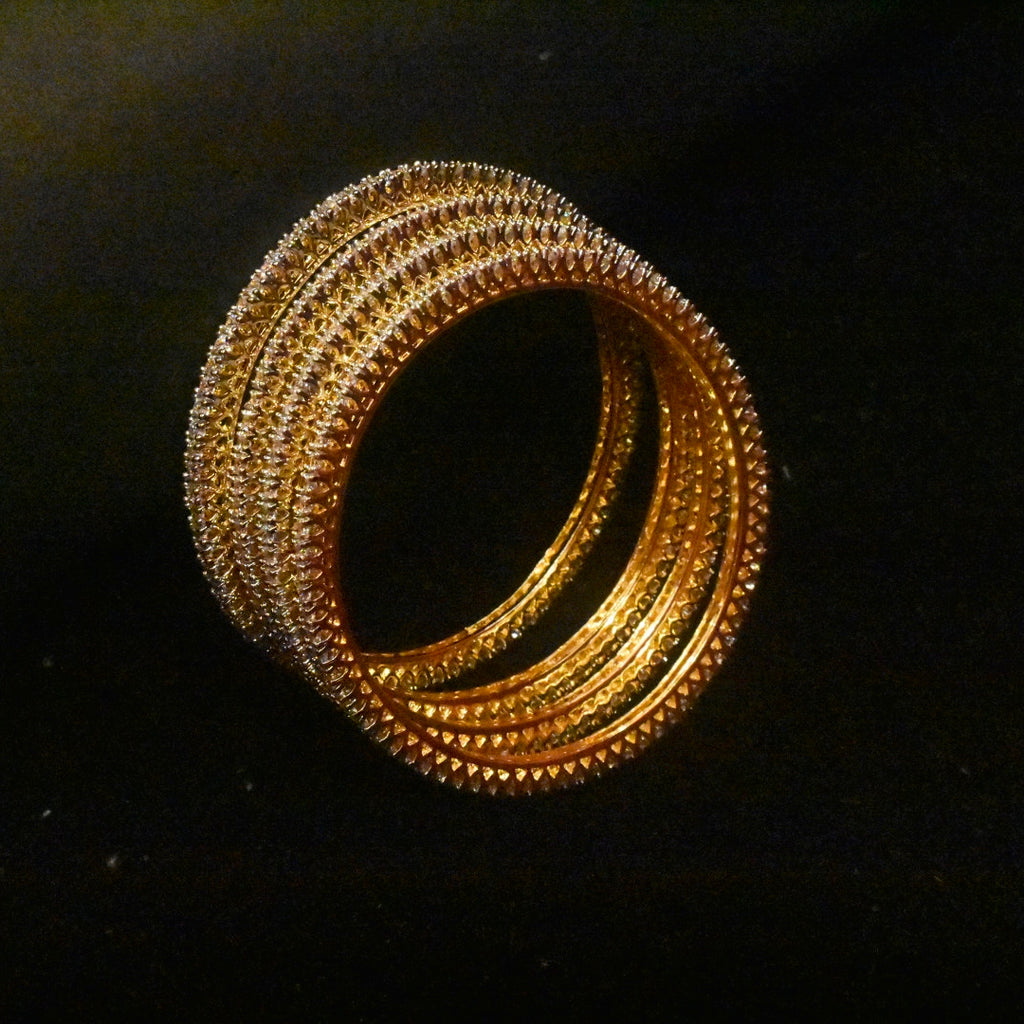 Rhodium-Gold Plated American Diamond Traditional Bangles